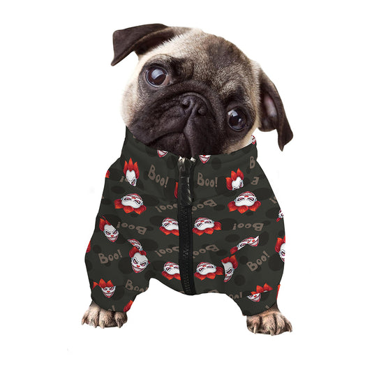 Evil Scary Clown Pattern Print Dog Zip Up Jacket