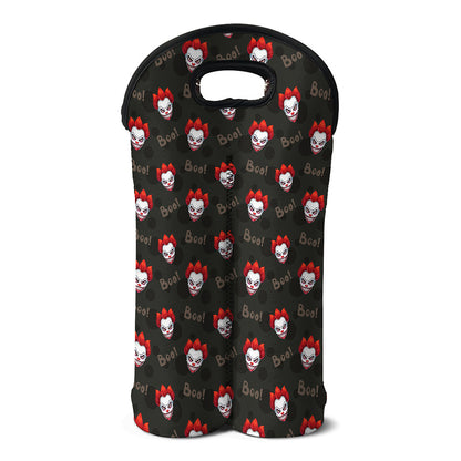 Evil Scary Clown Pattern Print Double Neoprene Wine Tote