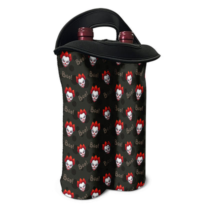Evil Scary Clown Pattern Print Double Neoprene Wine Tote
