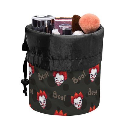 Evil Scary Clown Pattern Print Drawstring Makeup Bag