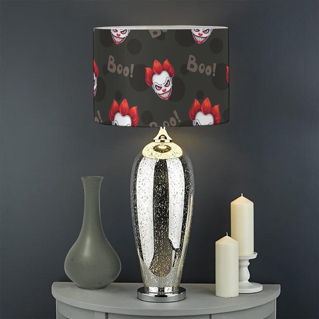 Evil Scary Clown Pattern Print Drum Lamp Shade