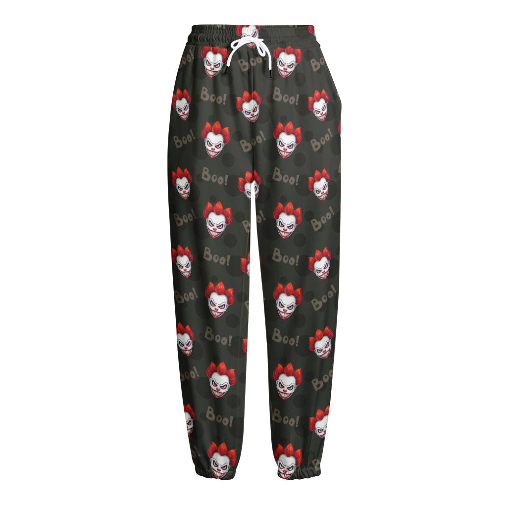 Evil Scary Clown Pattern Print Fleece Lined Knit Pants