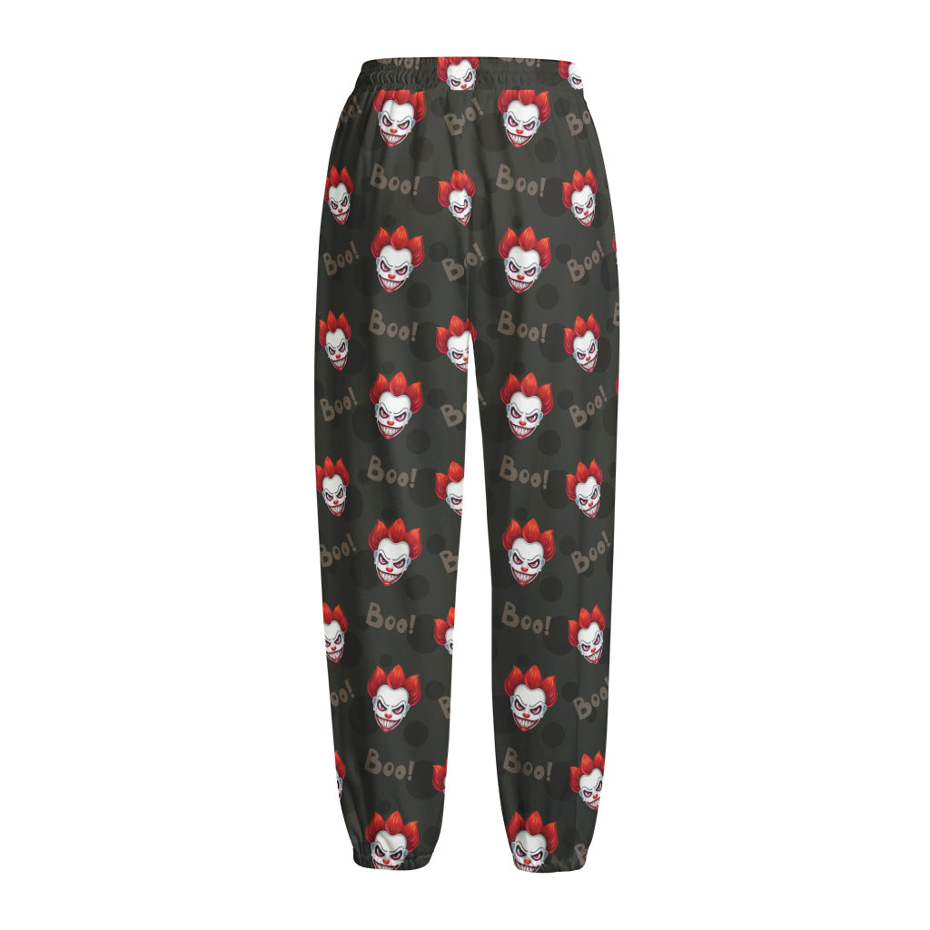 Evil Scary Clown Pattern Print Fleece Lined Knit Pants