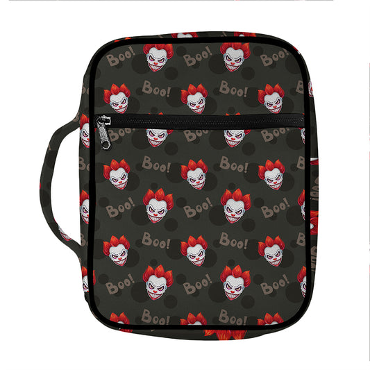 Evil Scary Clown Pattern Print Front Pocket Bible Bag