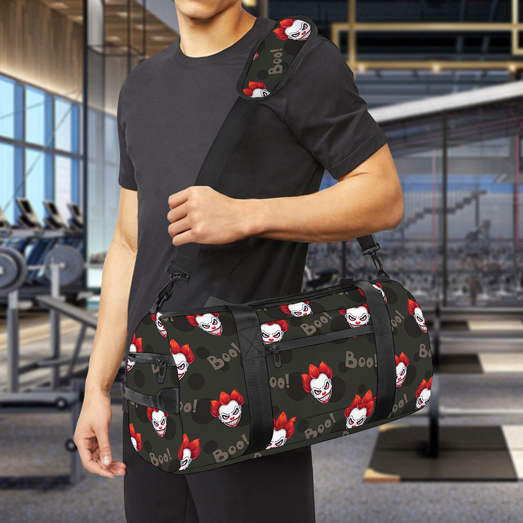 Evil Scary Clown Pattern Print Gym Bag