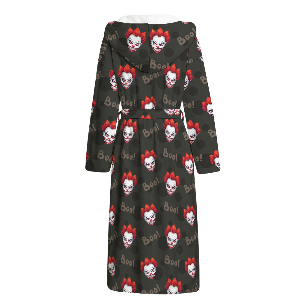 Evil Scary Clown Pattern Print Hooded Bathrobe