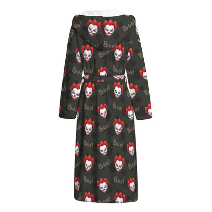 Evil Scary Clown Pattern Print Hooded Bathrobe