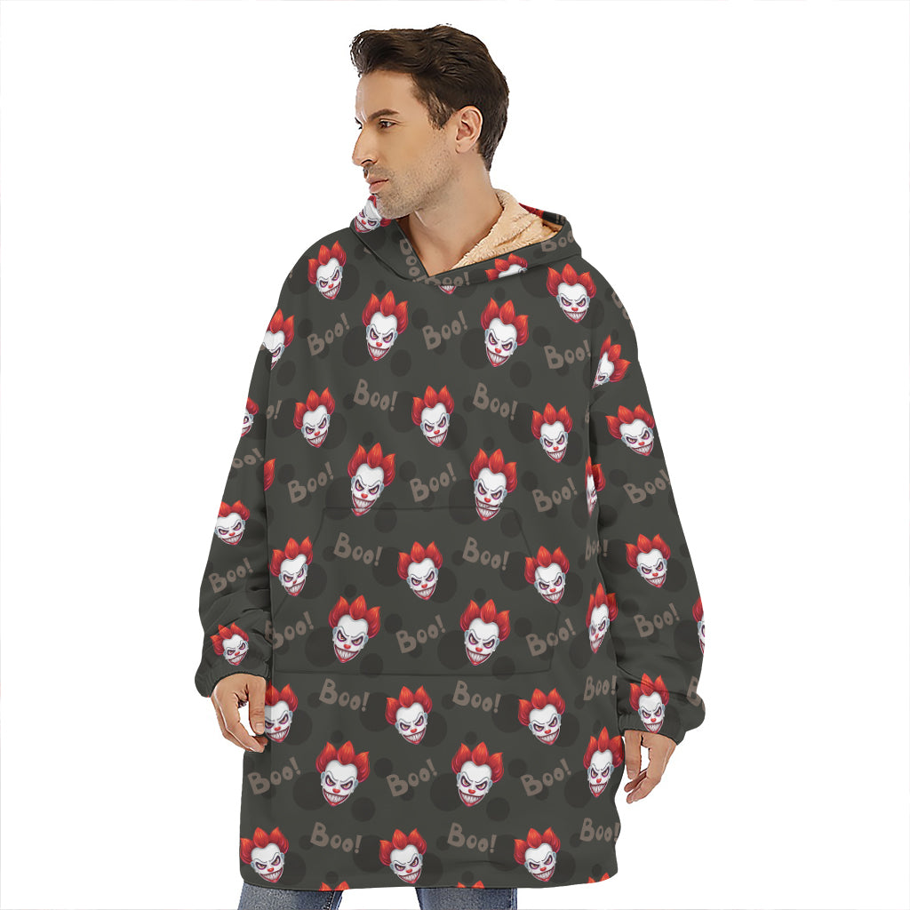 Evil Scary Clown Pattern Print Hoodie Blanket