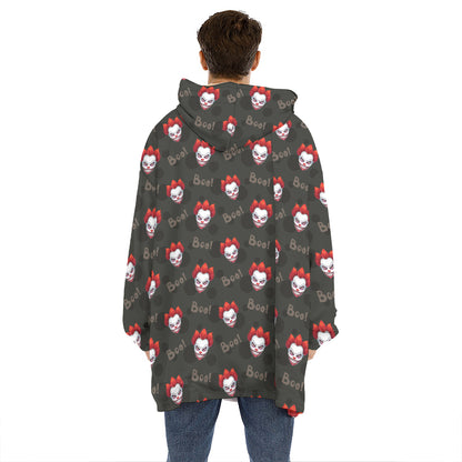 Evil Scary Clown Pattern Print Hoodie Blanket