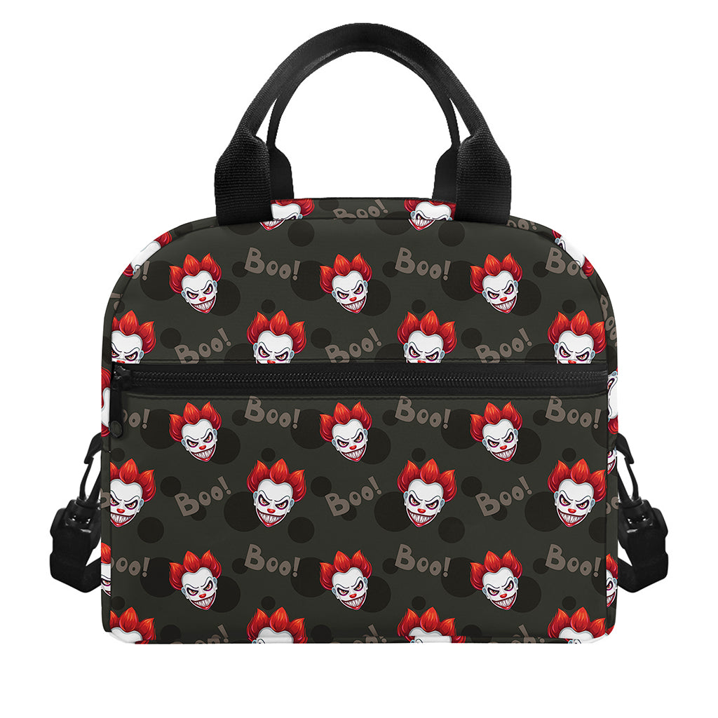 Evil Scary Clown Pattern Print Insulated Lunch Bag