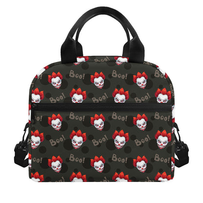 Evil Scary Clown Pattern Print Insulated Lunch Bag