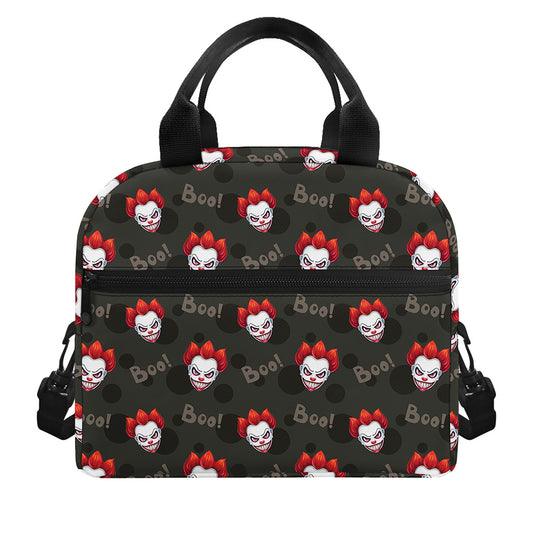 Evil Scary Clown Pattern Print Insulated Lunch Bag