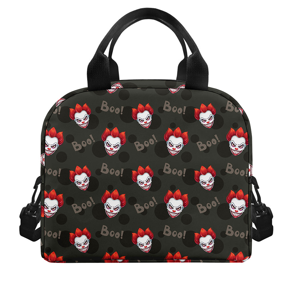 Evil Scary Clown Pattern Print Insulated Lunch Bag
