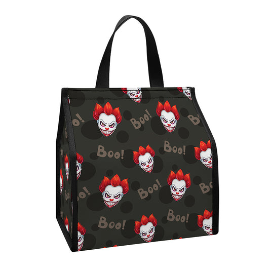 Evil Scary Clown Pattern Print Insulated Lunch Tote