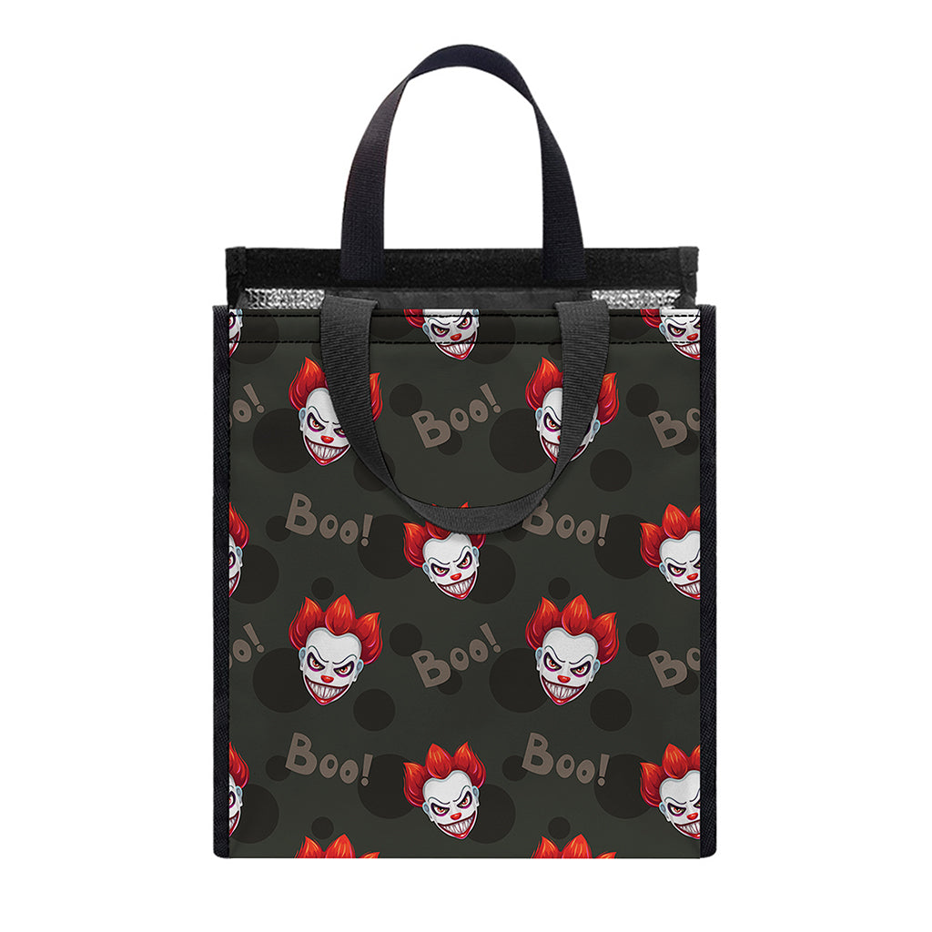 Evil Scary Clown Pattern Print Insulated Lunch Tote