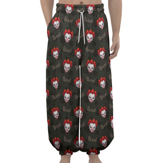 Evil Scary Clown Pattern Print Lantern Pants