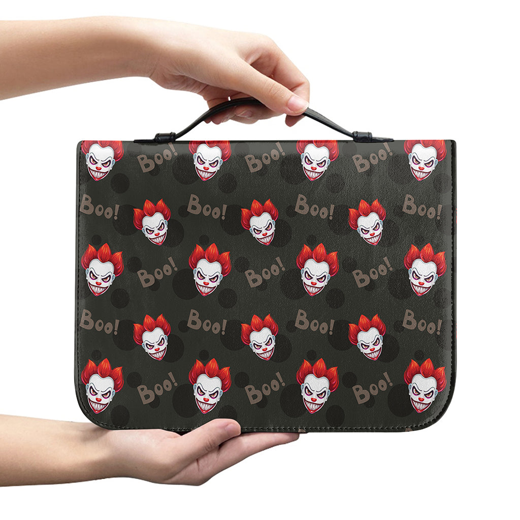 Evil Scary Clown Pattern Print Leather Bible Cover