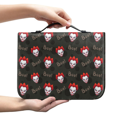 Evil Scary Clown Pattern Print Leather Bible Cover