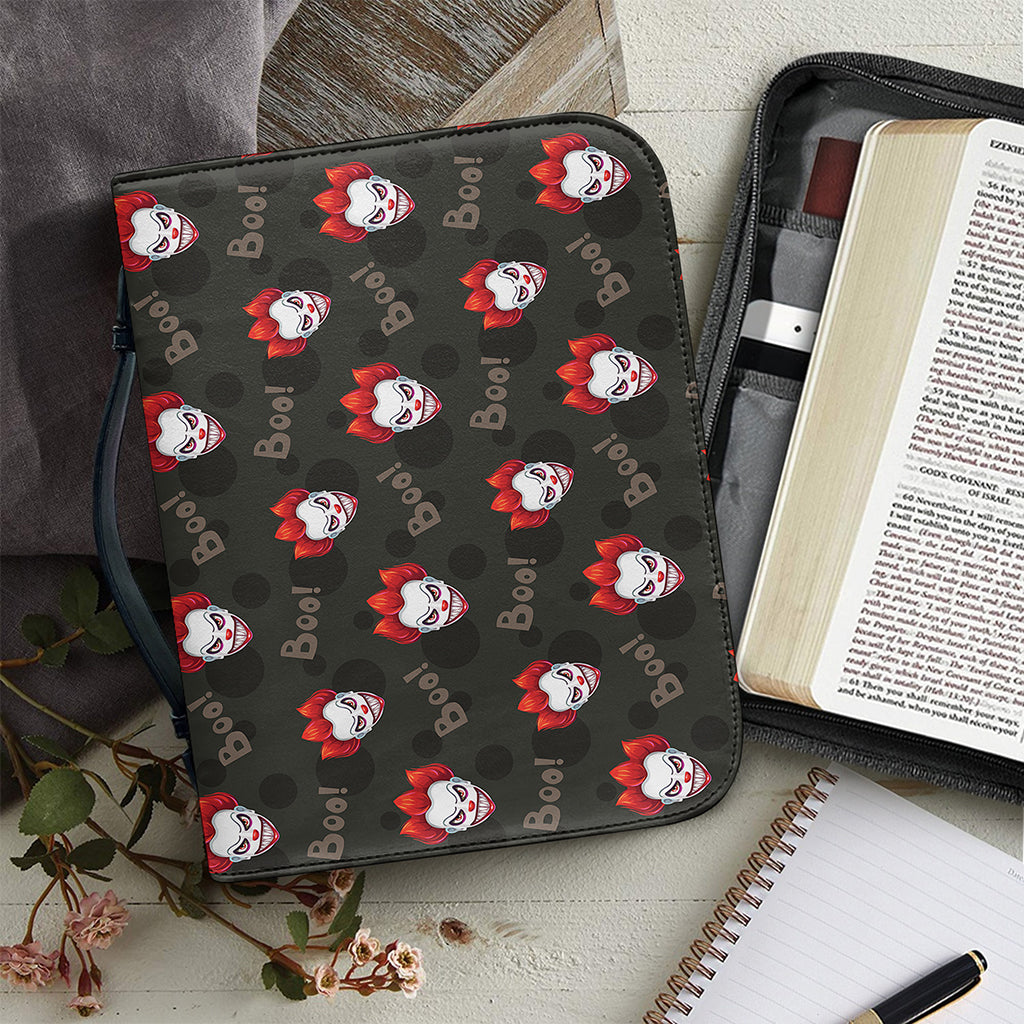 Evil Scary Clown Pattern Print Leather Bible Cover
