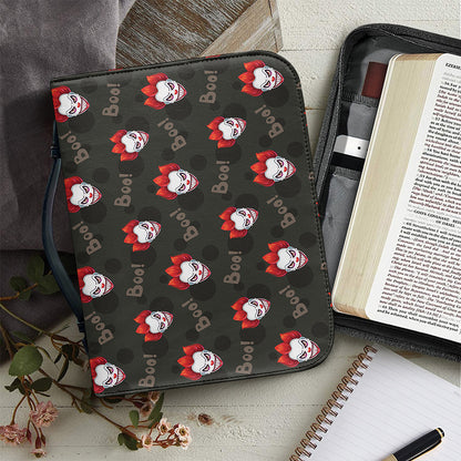 Evil Scary Clown Pattern Print Leather Bible Cover