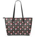 Evil Scary Clown Pattern Print Leather Tote Bag With Zipper