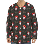 Evil Scary Clown Pattern Print Long Sleeve Baseball Jersey