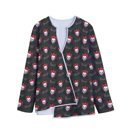 Evil Scary Clown Pattern Print Long Sleeve Short Coat