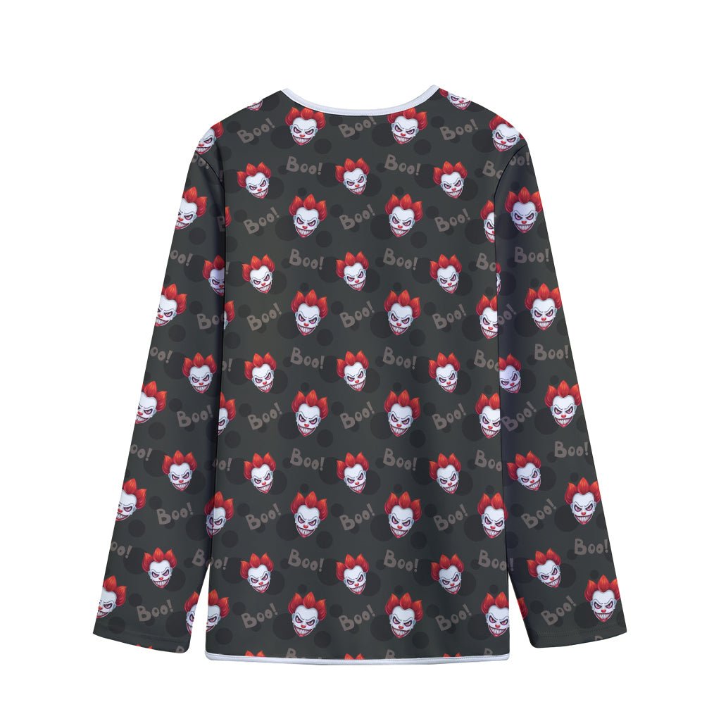 Evil Scary Clown Pattern Print Long Sleeve Short Coat