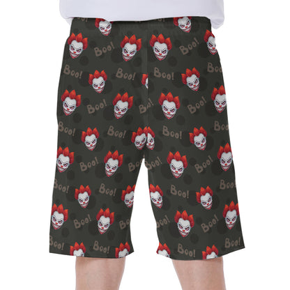 Evil Scary Clown Pattern Print Men's Beach Shorts