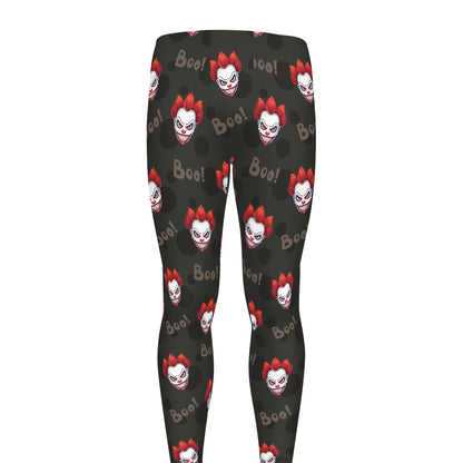 Evil Scary Clown Pattern Print Men's leggings