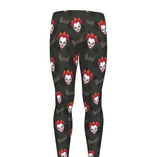Evil Scary Clown Pattern Print Men's leggings