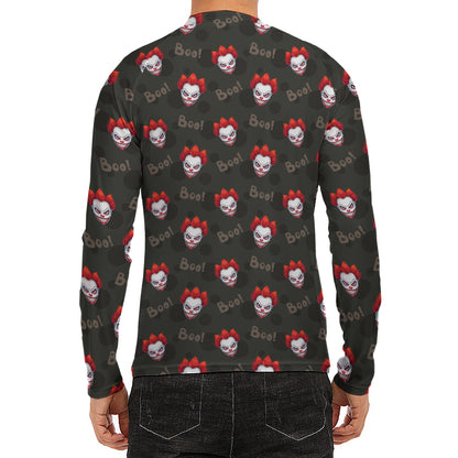 Evil Scary Clown Pattern Print Men's Long Sleeve Rash Guard
