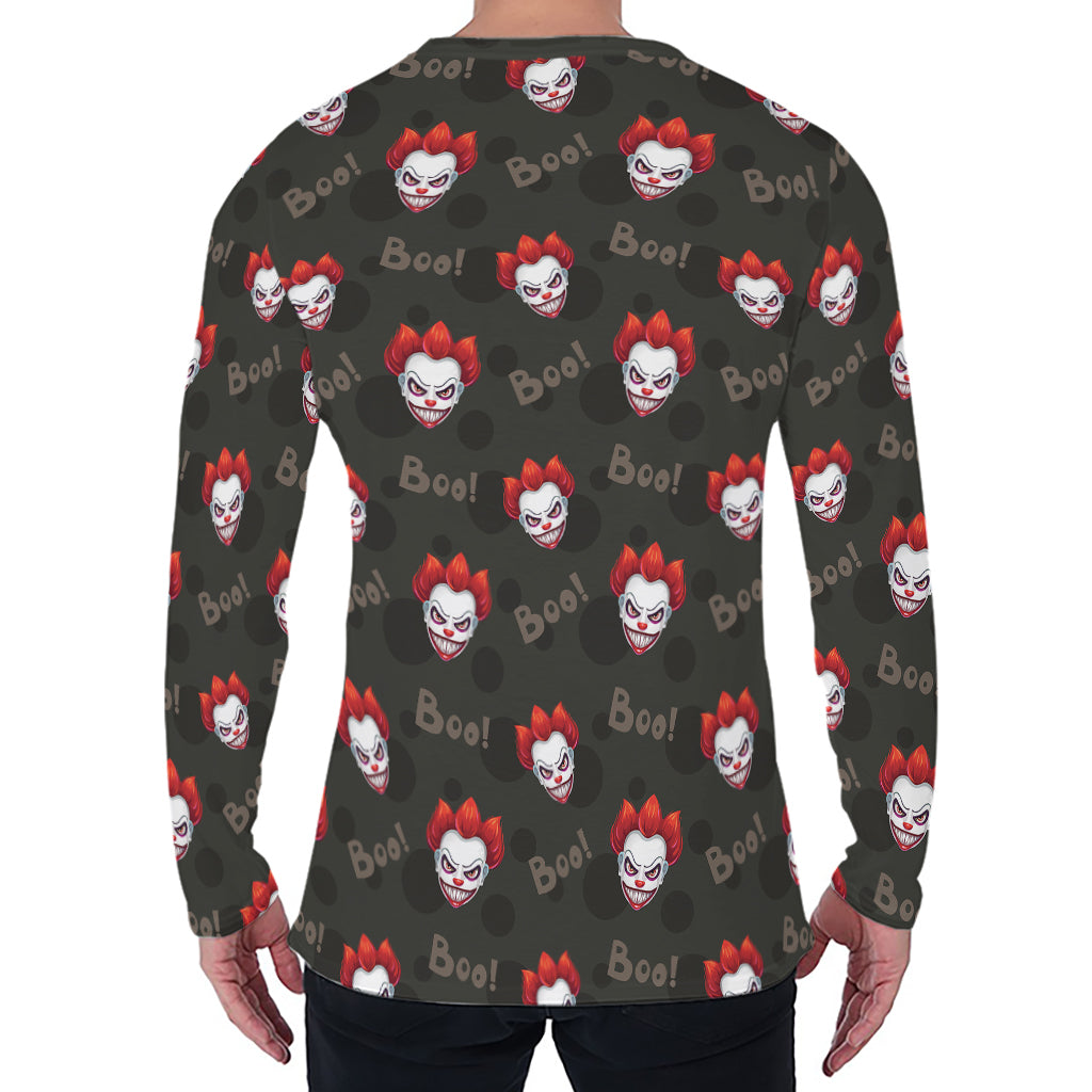 Evil Scary Clown Pattern Print Men's Long Sleeve T-Shirt