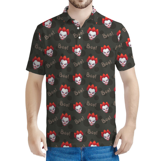 Evil Scary Clown Pattern Print Men's Polo Shirt