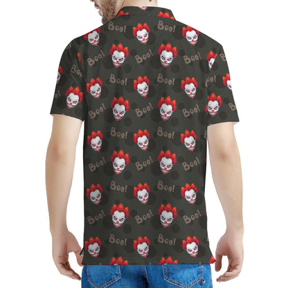 Evil Scary Clown Pattern Print Men's Polo Shirt