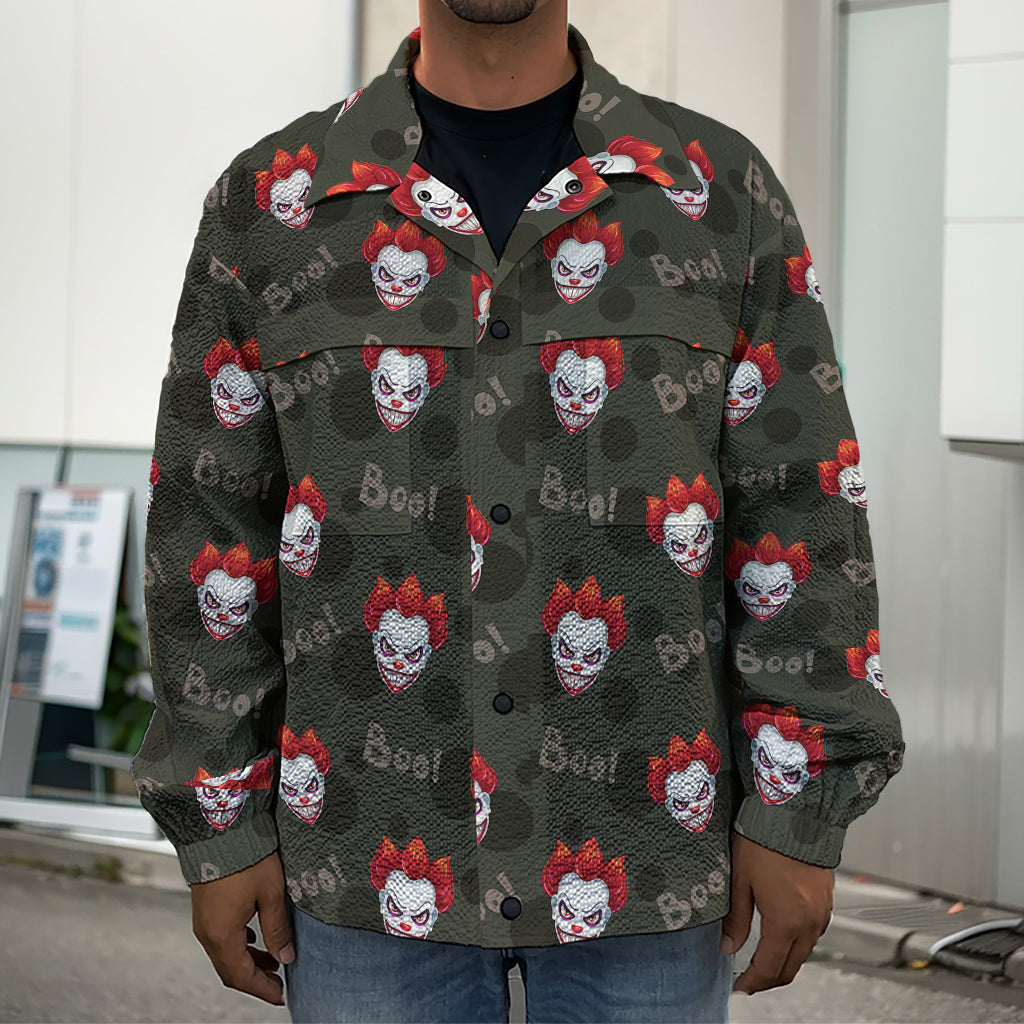 Evil Scary Clown Pattern Print Men's Shirt Jacket