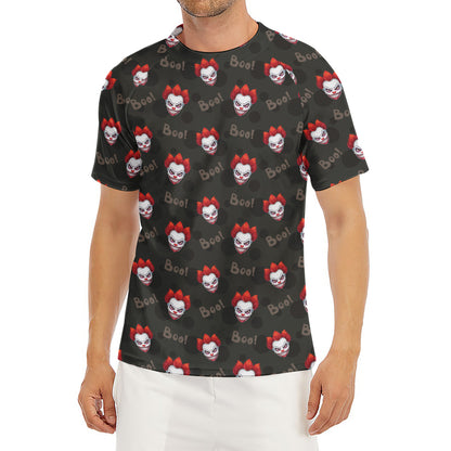 Evil Scary Clown Pattern Print Men's Short Sleeve Rash Guard