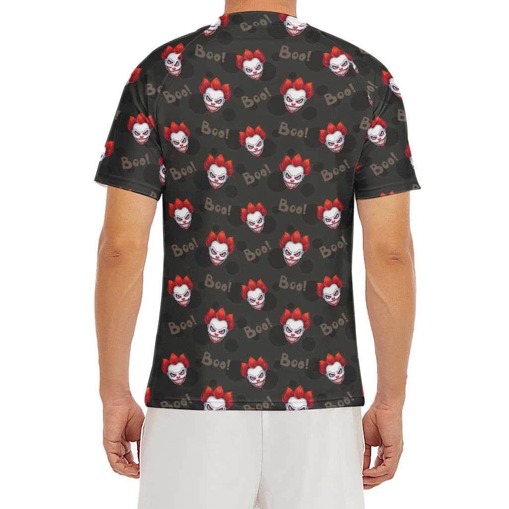 Evil Scary Clown Pattern Print Men's Short Sleeve Rash Guard