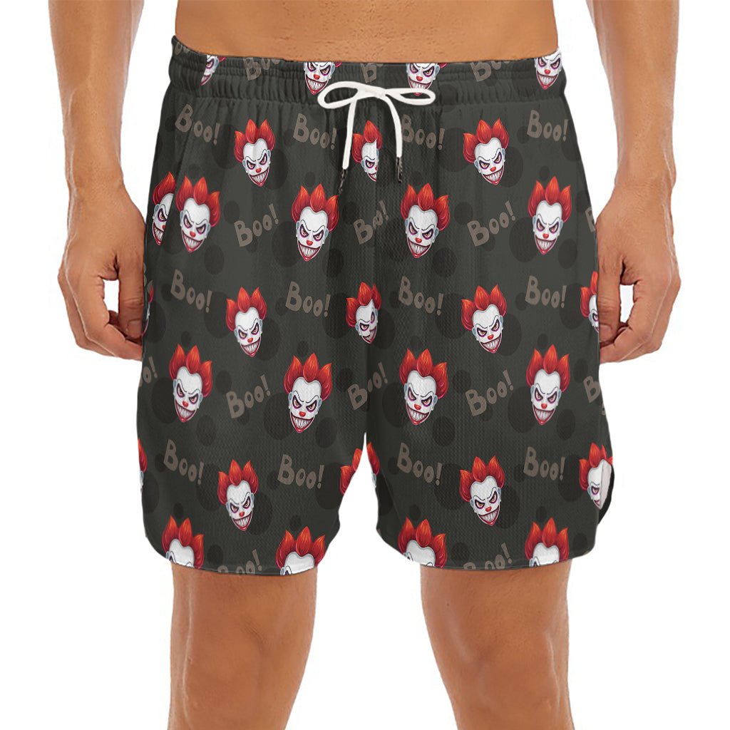 Evil Scary Clown Pattern Print Men's Split Running Shorts