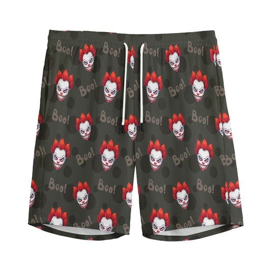 Evil Scary Clown Pattern Print Men's Sports Shorts