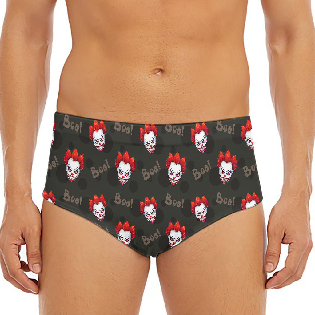 Evil Scary Clown Pattern Print Men's Triangle Swim Briefs