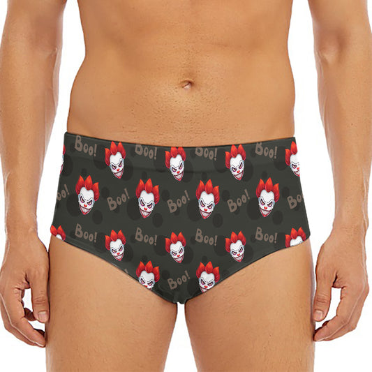 Evil Scary Clown Pattern Print Men's Triangle Swim Briefs