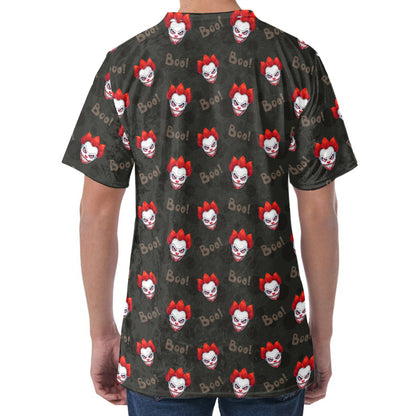 Evil Scary Clown Pattern Print Men's Velvet T-Shirt