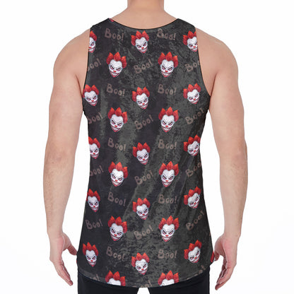 Evil Scary Clown Pattern Print Men's Velvet Tank Top