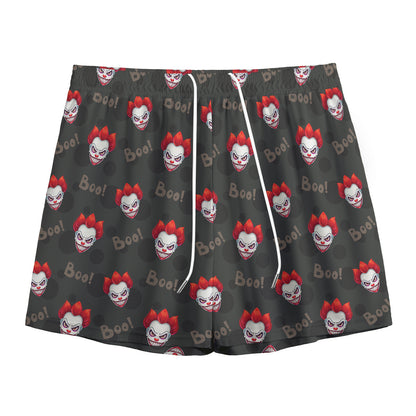 Evil Scary Clown Pattern Print Mesh Shorts