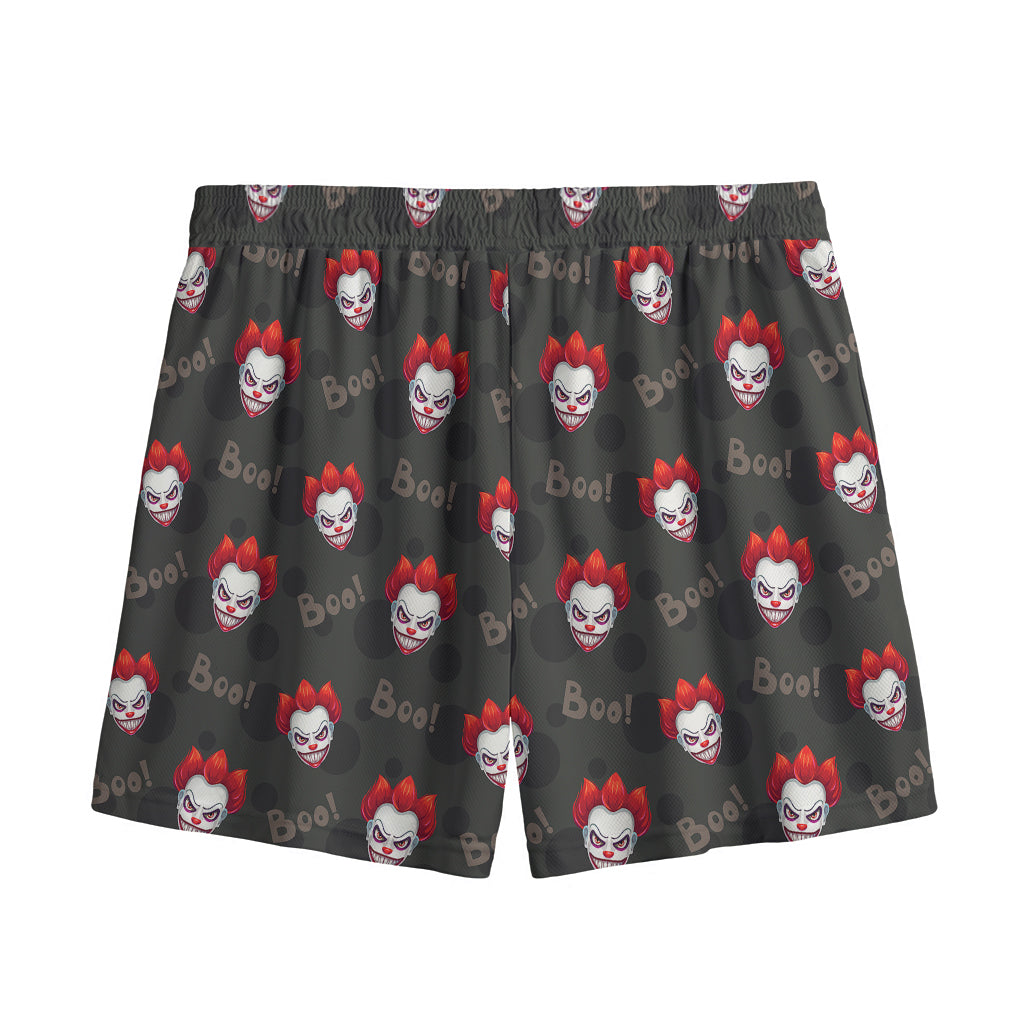 Evil Scary Clown Pattern Print Mesh Shorts