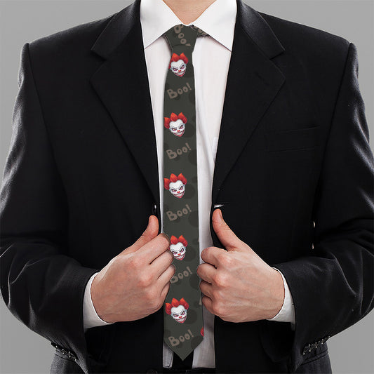 Evil Scary Clown Pattern Print Necktie