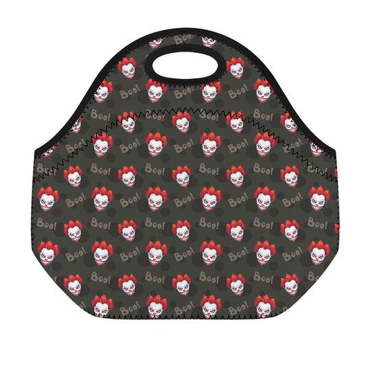 Evil Scary Clown Pattern Print Neoprene Lunch Bag