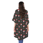 Evil Scary Clown Pattern Print Open Front Beach Cover Up