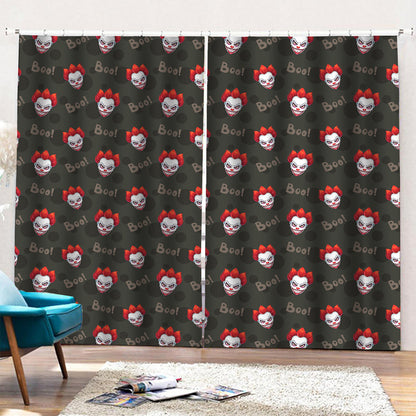 Evil Scary Clown Pattern Print Pencil Pleat Curtains